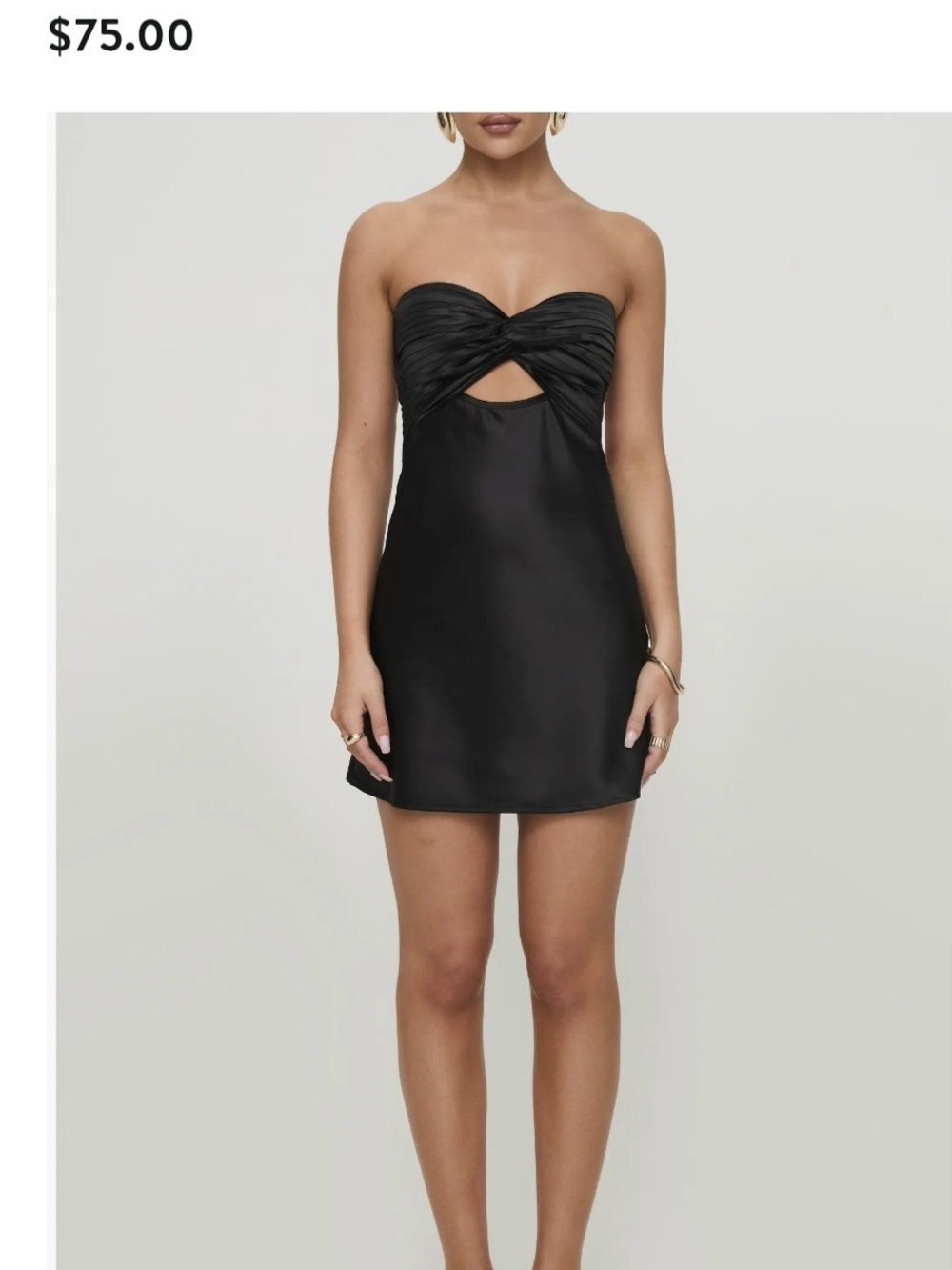 NWT Princess Polly Black Strapless Twist-Cutout Mini Dress